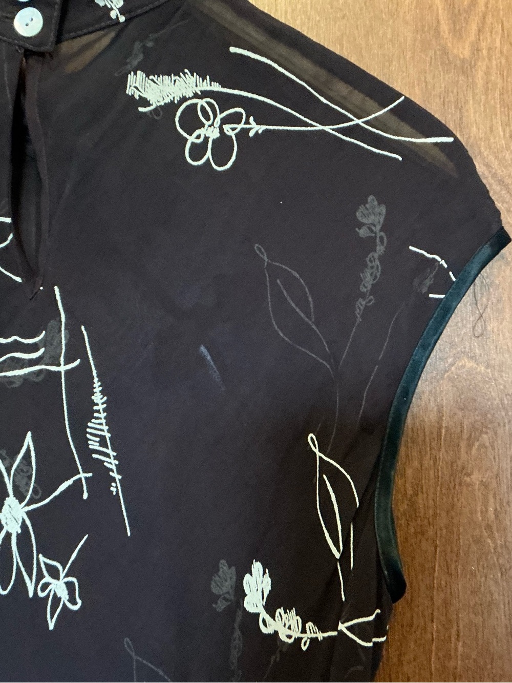 Vintage Ronni Nicole Long Semi Sheer Dress Brown 10 Delicate Flowers Elegant - Picture 7 of 13
